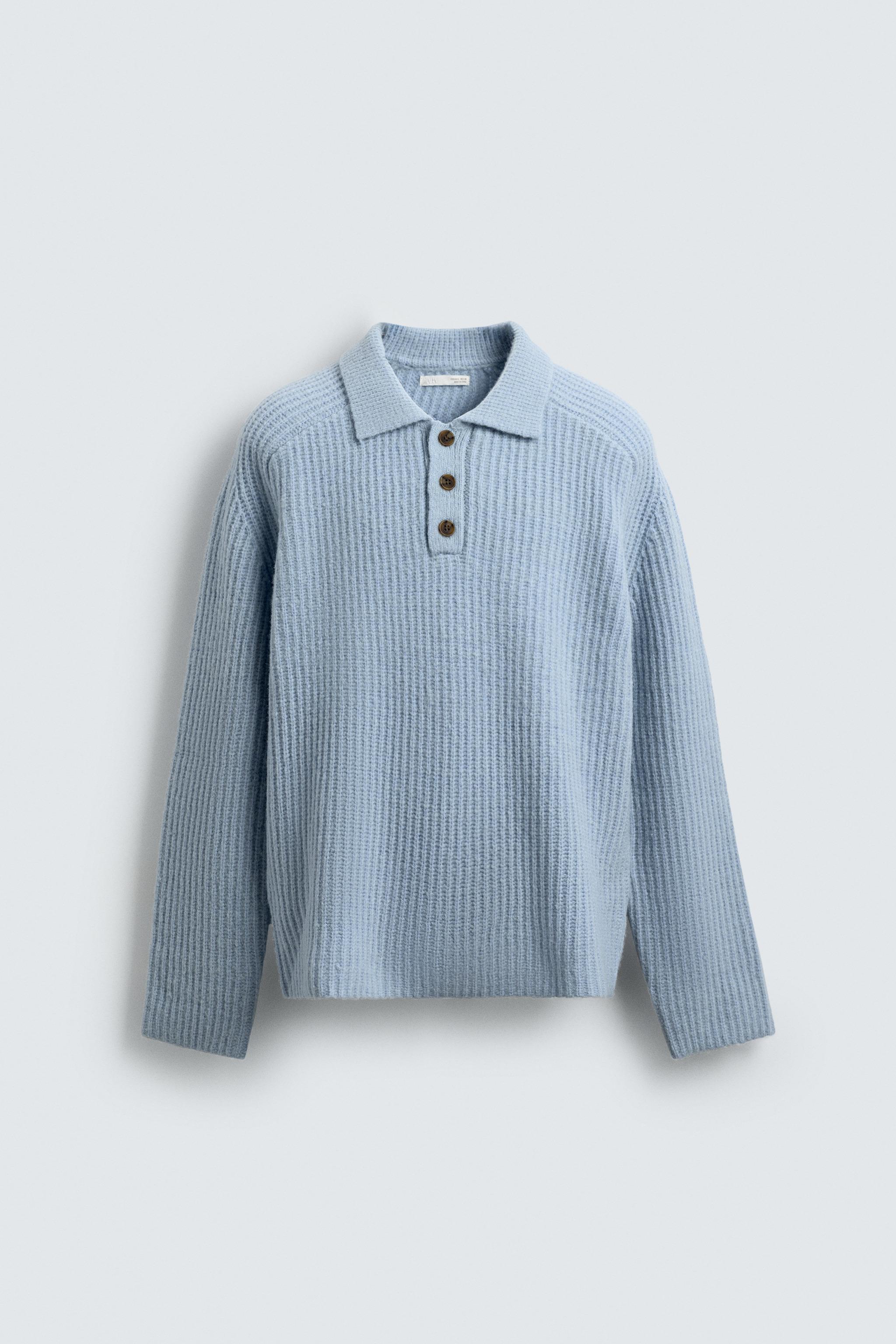 POLO EN MAILLE PERLÉE AVEC MÉLANGE DE LAINE